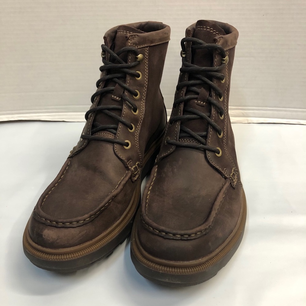 Mens CLARKS Dempsey Peak Brown Leather Ankle Boot
